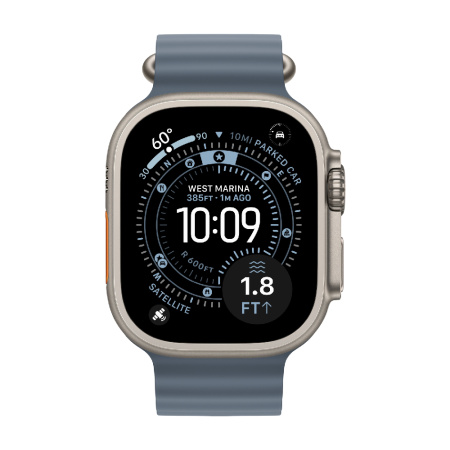 Apple Watch Series Ultra 3 49mm Natural Titanium Case with Anchor Blue Ocean Band One Size